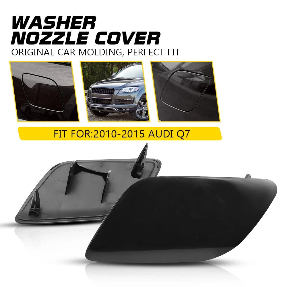 Set of 2 Black Front Bumper Headlight Washer Caps for Audi Q7 (2010–2015)
