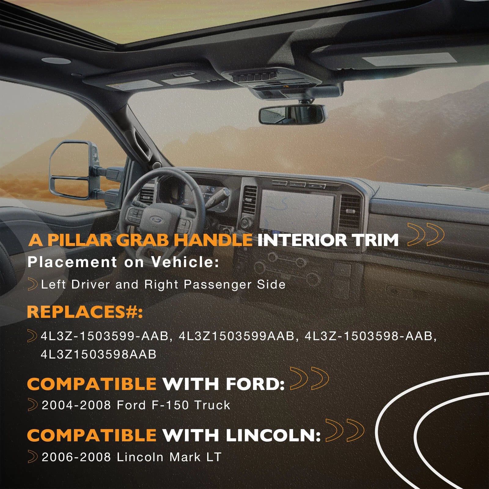 A Pillar Interior Trim Grab Handles for Lincoln Mark LT (2004-2008)