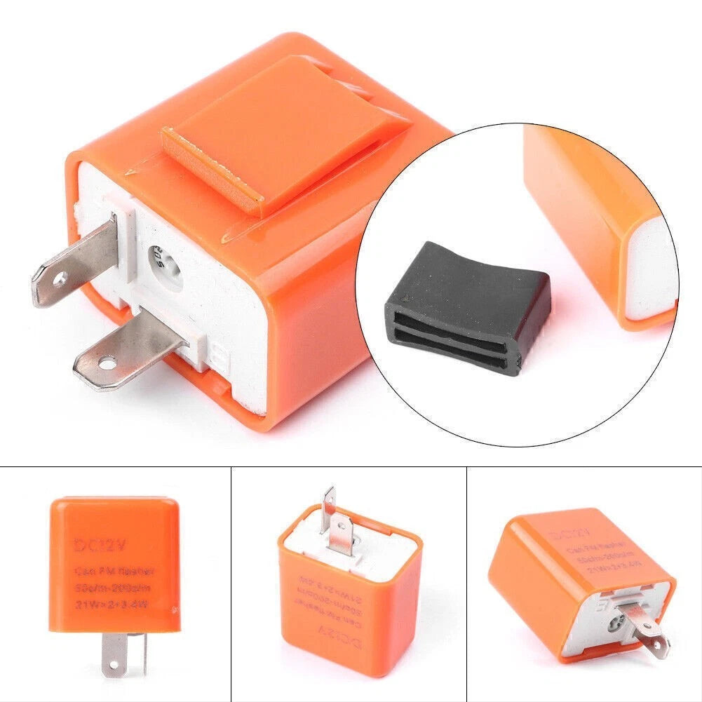 2X 12V 2-Pin Flasher Relay for LED Turn Signal (Universal)