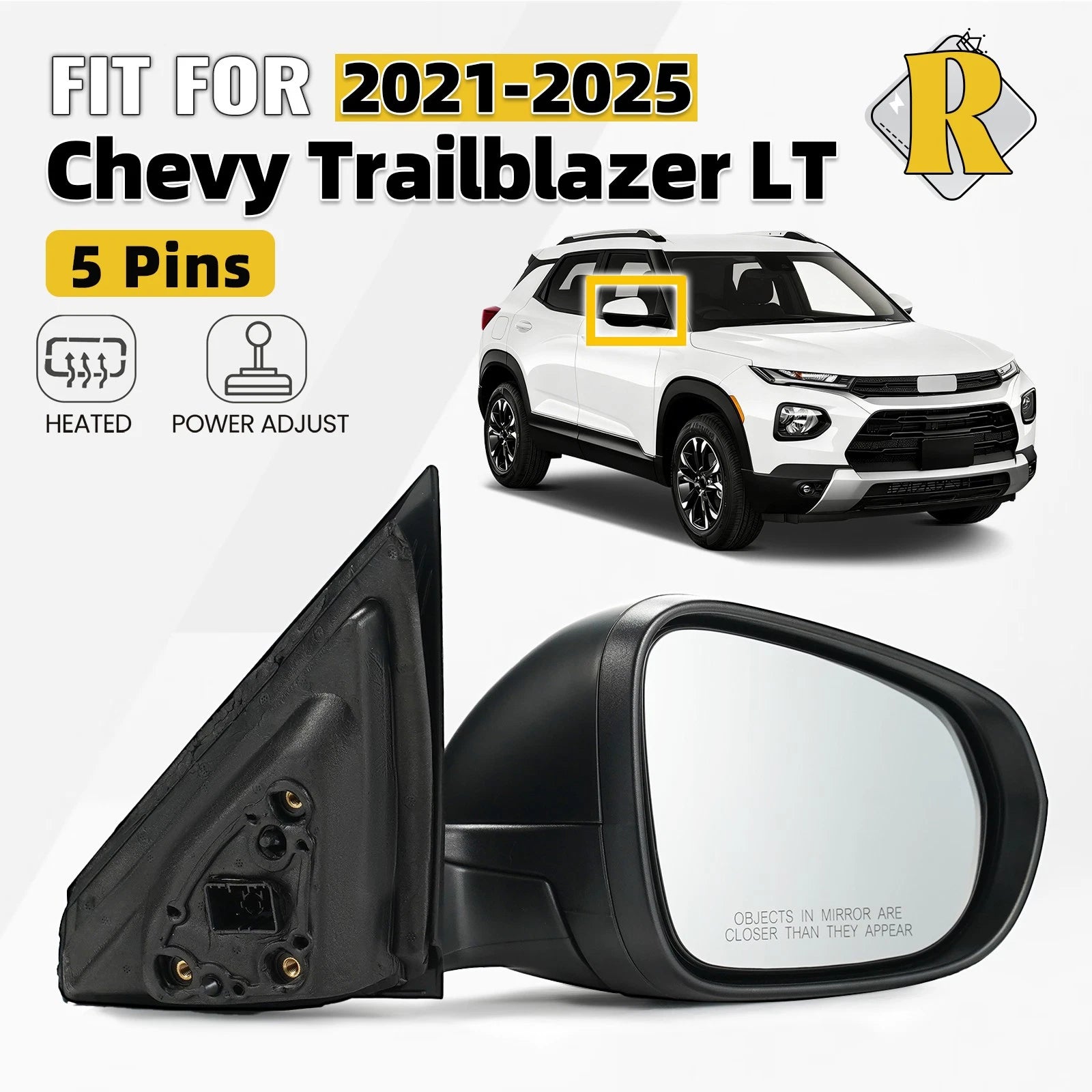 Heated Side Mirror for Chevy Trailblazer LT (2021–2025) 5Pins Right