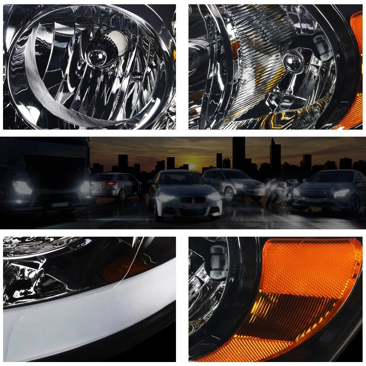 Smoked Lens Amber Corner Headlight/Lamp with LED DRL for Dodge RAM Pickup (2006–2009)
