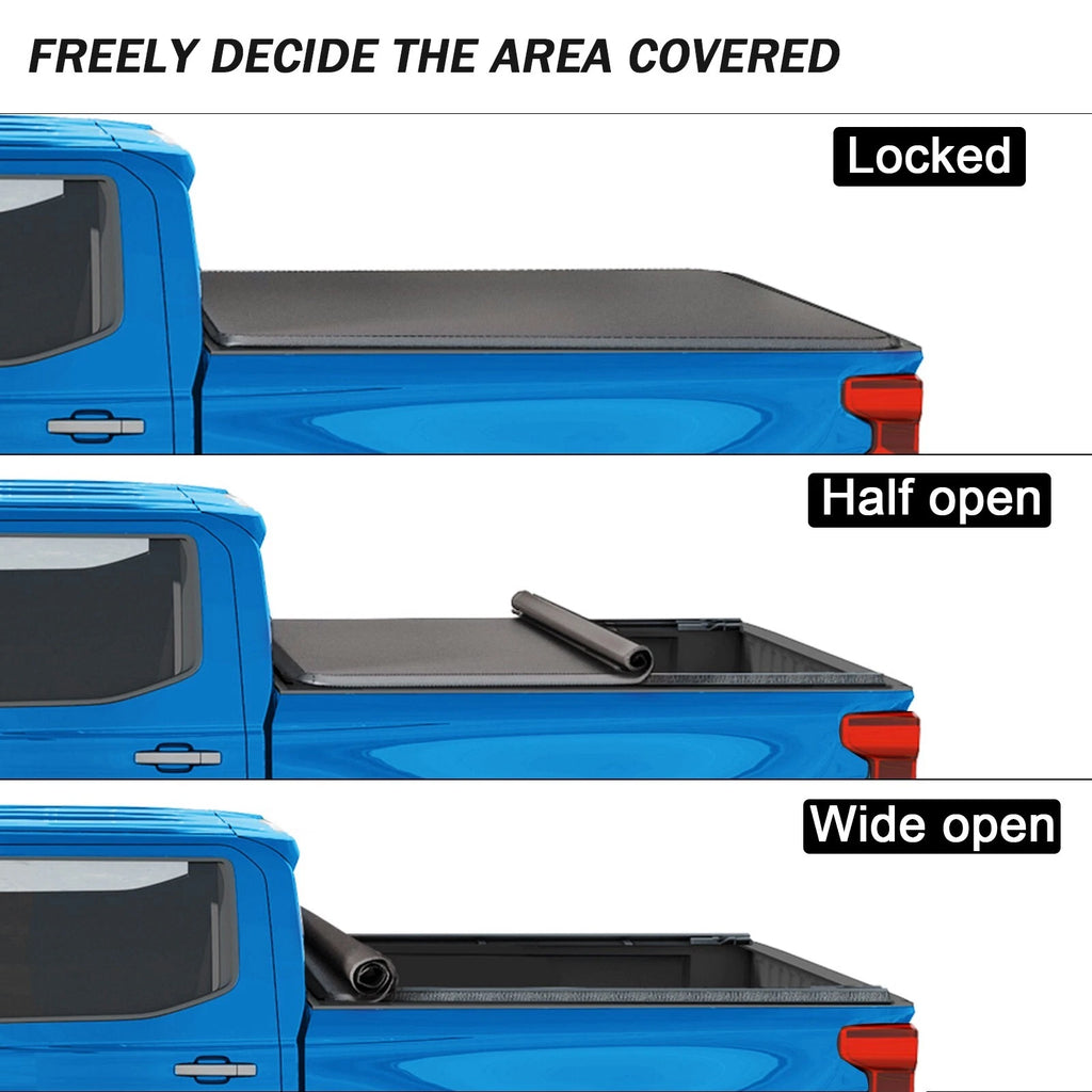 Soft Roll Up Tonneau Cover for Chevy Silverado/GMC Sierra 1500 (2007–2023)