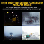 Set of 4 LED Side Marker Clearance Lights for Truck Trailer Lorry (12V)