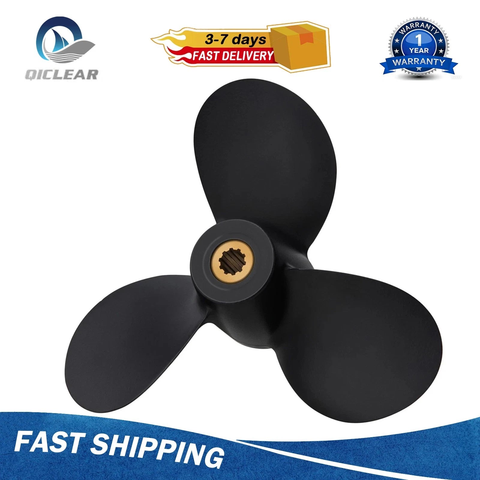 7.5 x 7 Outboard Propeller for Suzuki 4-6HP (58110-91J20-019)