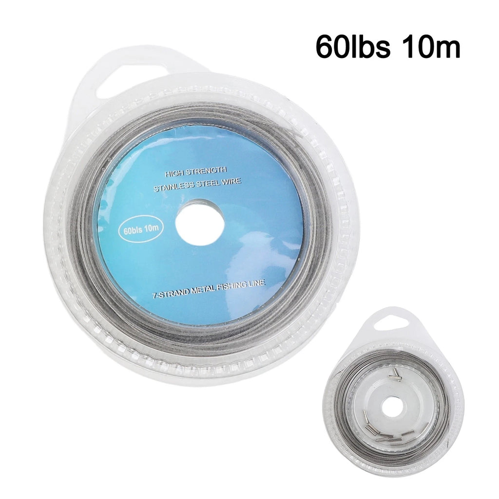 7 Strand Steel Wire Leader Line with Snap Connectors for Saltwater Fishing (10m)