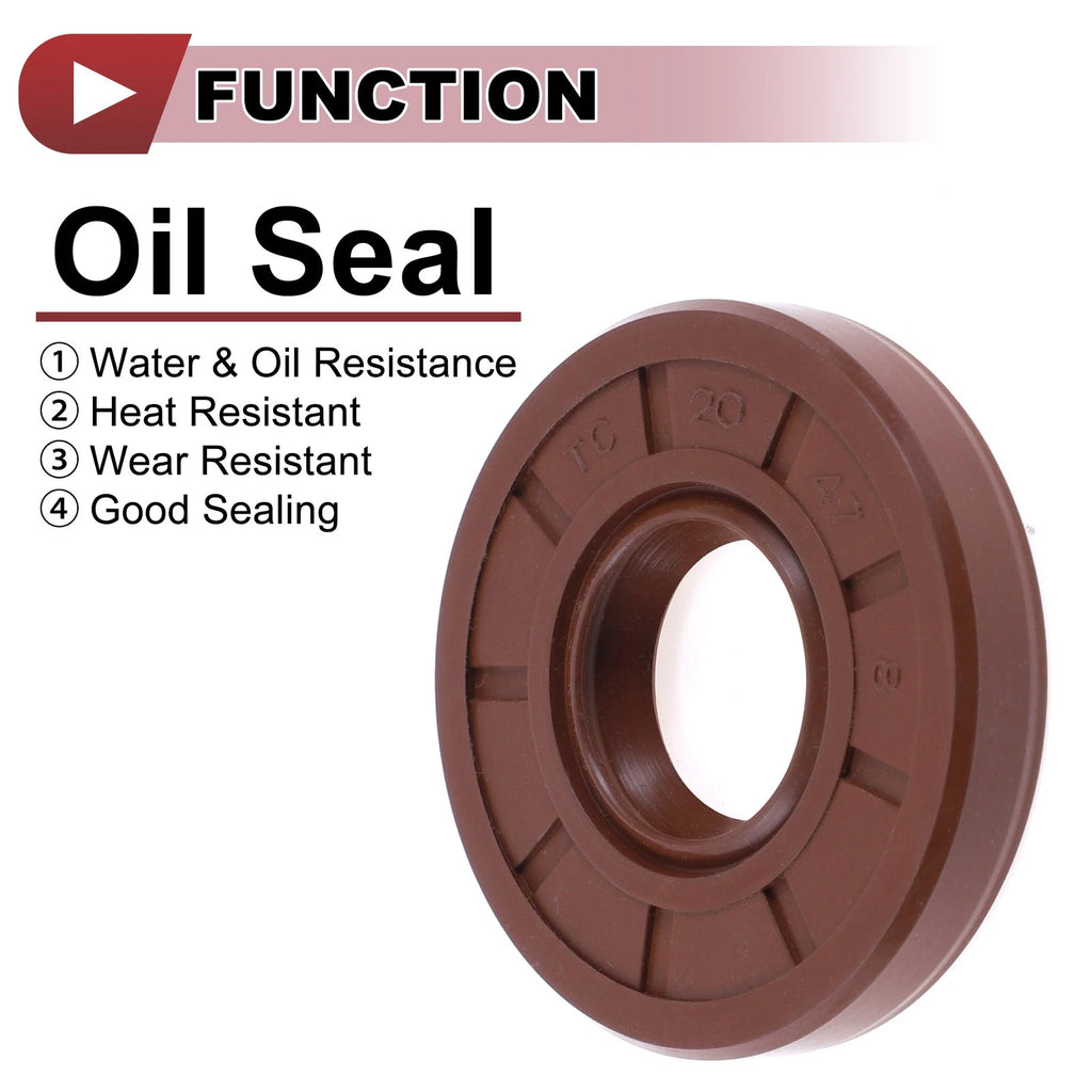 Set of 2 Oil Seal Rotary Shaft Seal FKM Rubber 20x47x8mm for Various Models