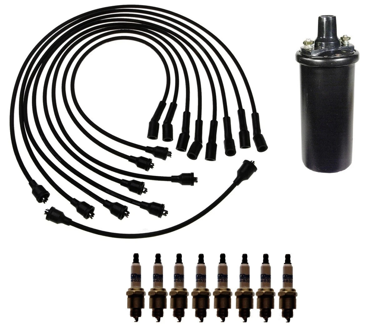 Ignition Wires & Spark Plugs Kit for Chevy Brookwood Caprice (1969–1990)