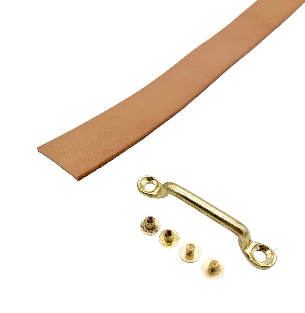 Door Pull Strap Kit Natural Leather with Brass Hardware for Hot Rod Loop ( )