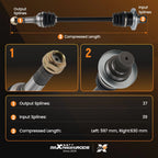 2x Rear Left & Right Side CV Axle for Yamaha Rhino 450 660 (2004–2009)