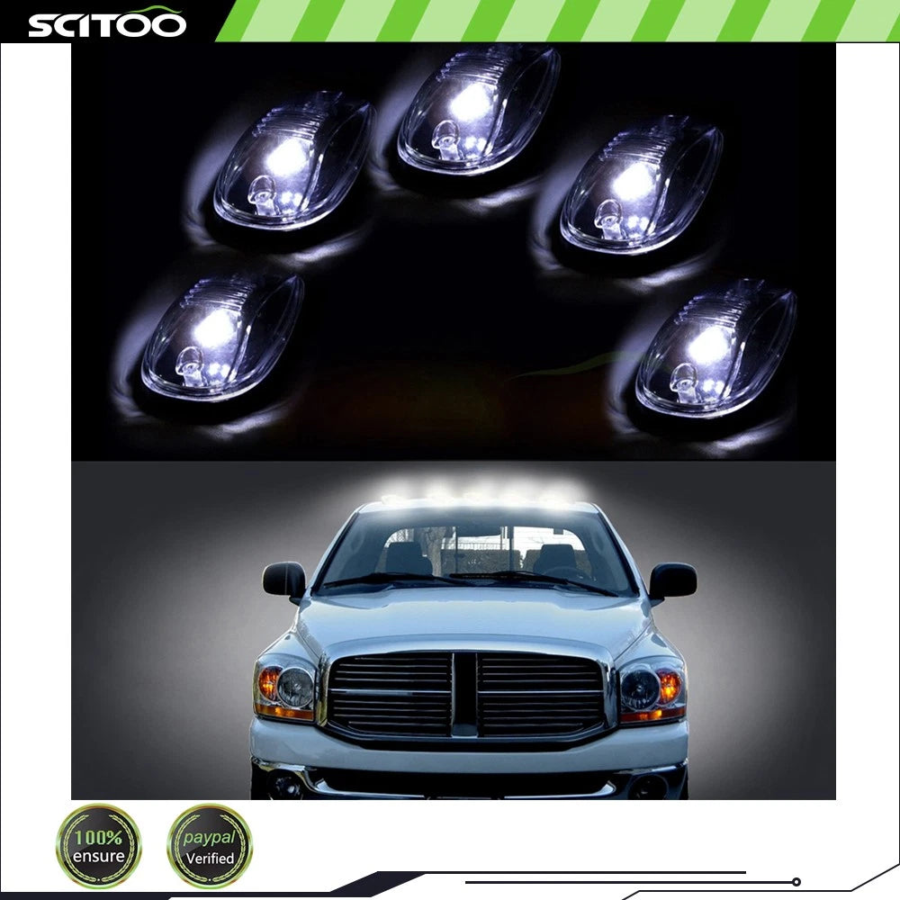 5X Clear Lens Super White LED Cab Roof Marker Lights for Dodge