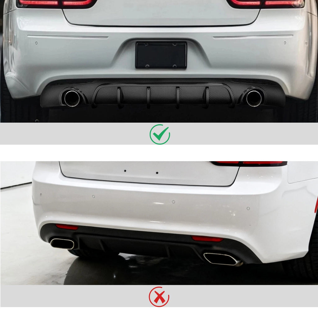 Carbon Exhaust Shark Fins Rear Diffuser Bumper Lip for Chrysler 300 SRT (2015–2023)