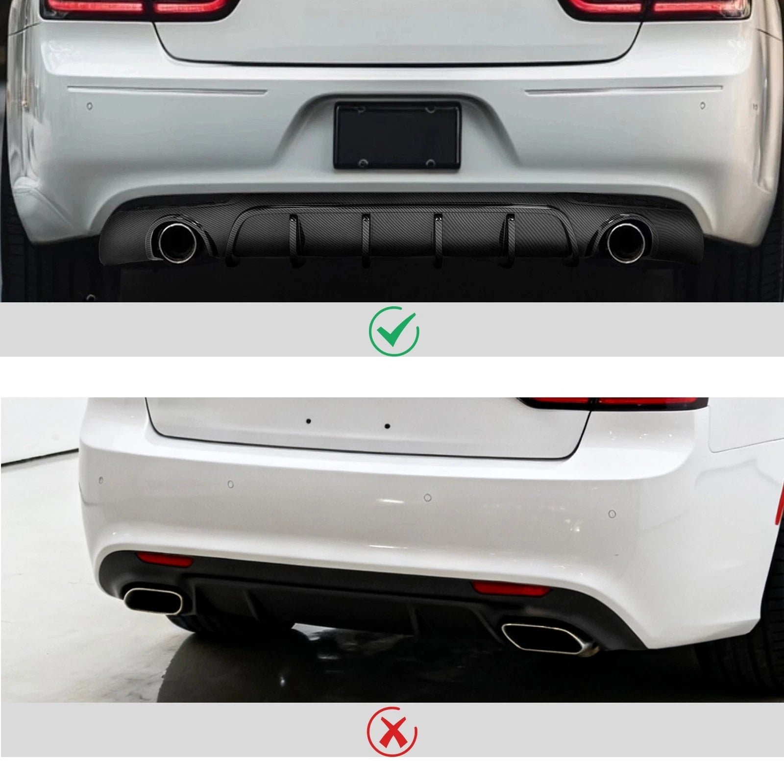 Carbon Exhaust Shark Fins Rear Diffuser Bumper Lip for Chrysler 300 SRT (2015–2023)