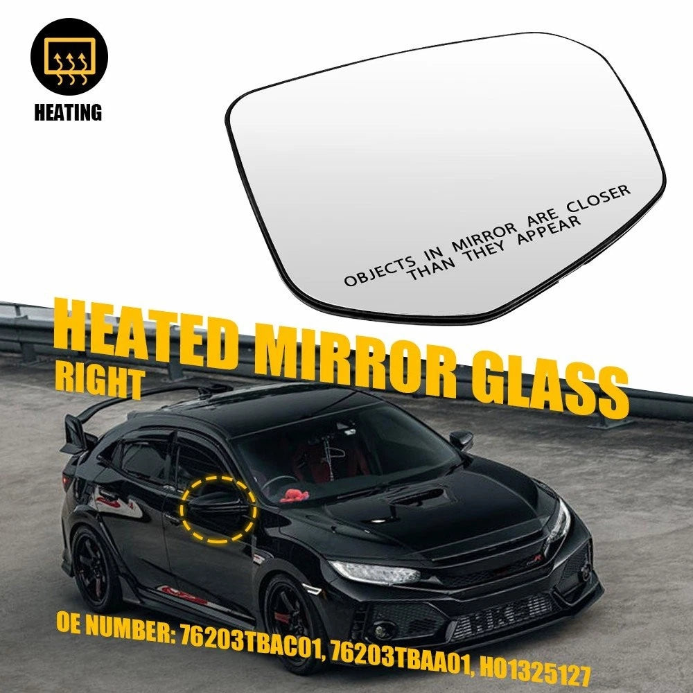 Heated Side Mirror Glass for Honda Civic (2016–2021) Right Passenger
