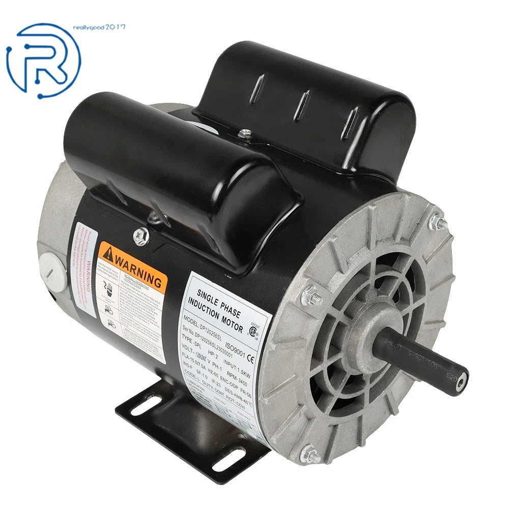 2 HP SPL Compressor Duty Electric Motor 3450 RPM 56 Frame 5/8" Shaft 120/240V