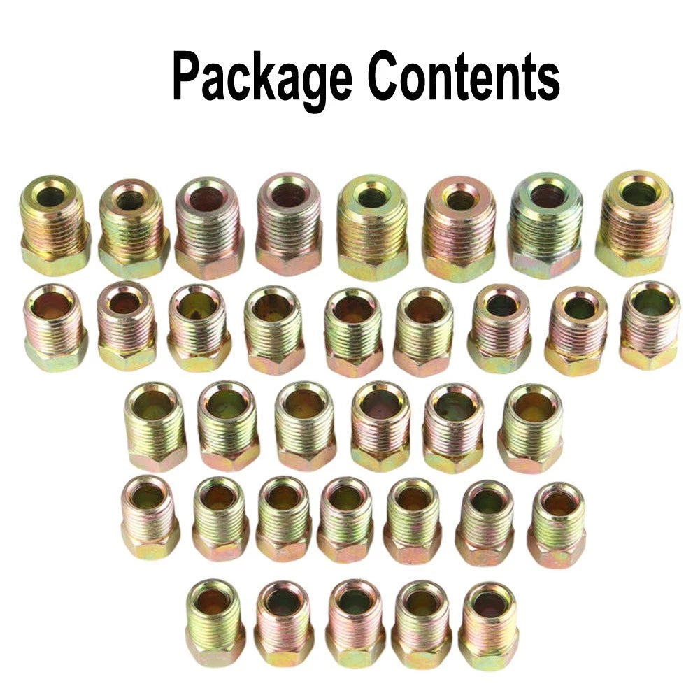 Brake Line Fitting Nuts Kit for Inverted Flares (3/16 & 1/4 Tube)