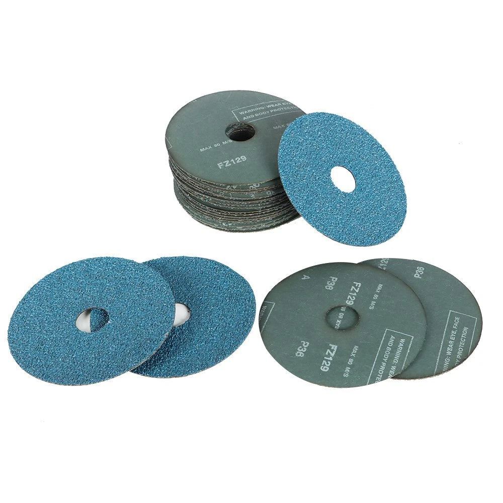 Set of 25 Zirconia Resin Fiber Sanding Discs 4.5” x 7/8” 36 Grit