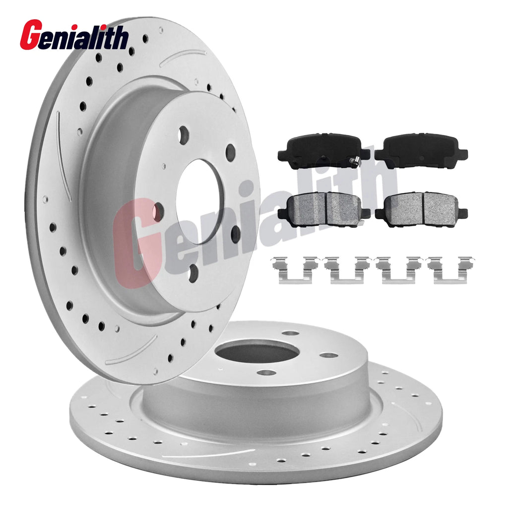Rear Drilled Brake Rotors & Pads for Chevrolet Impala (2011–2013)