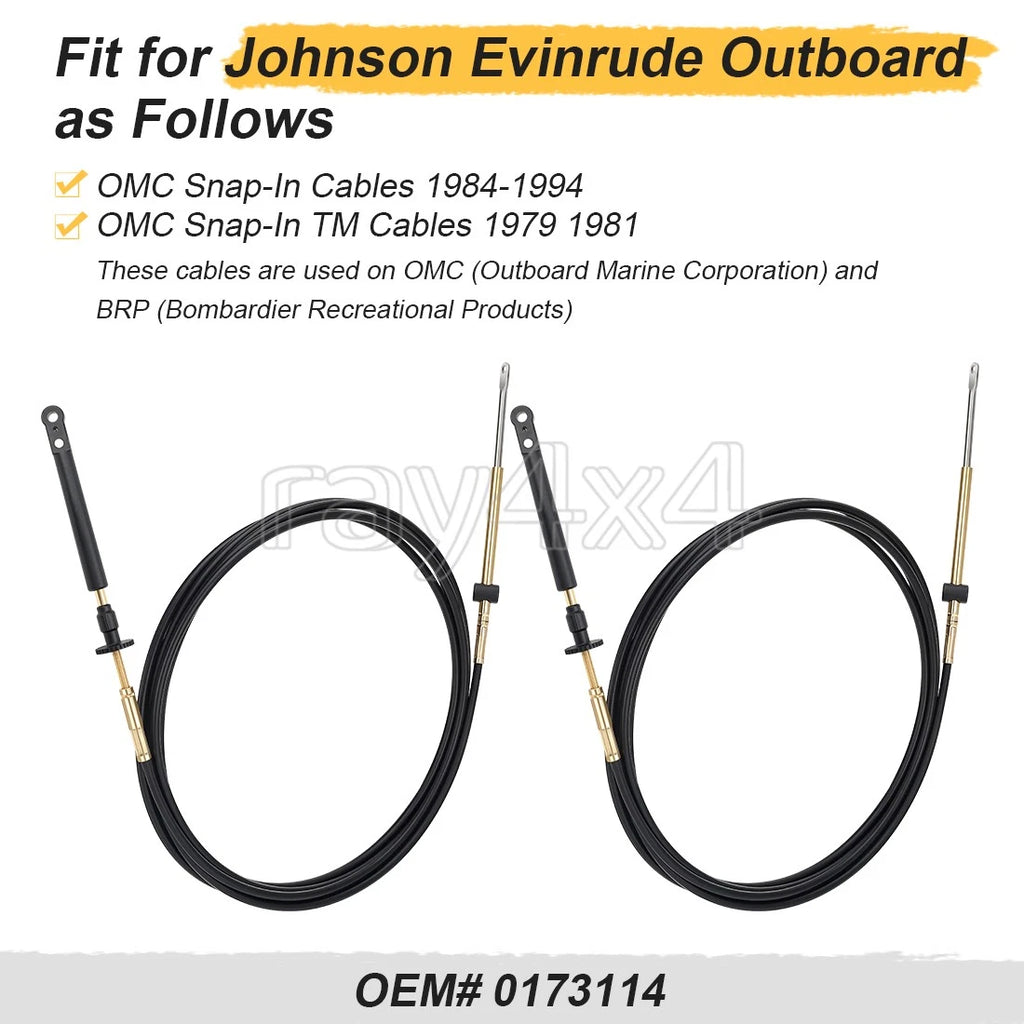 2pcs Snap-In Control Cable 0173114 for Johnson Evinrude OMC (14')