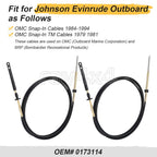 2pcs Snap-In Control Cable 0173114 for Johnson Evinrude OMC (14')