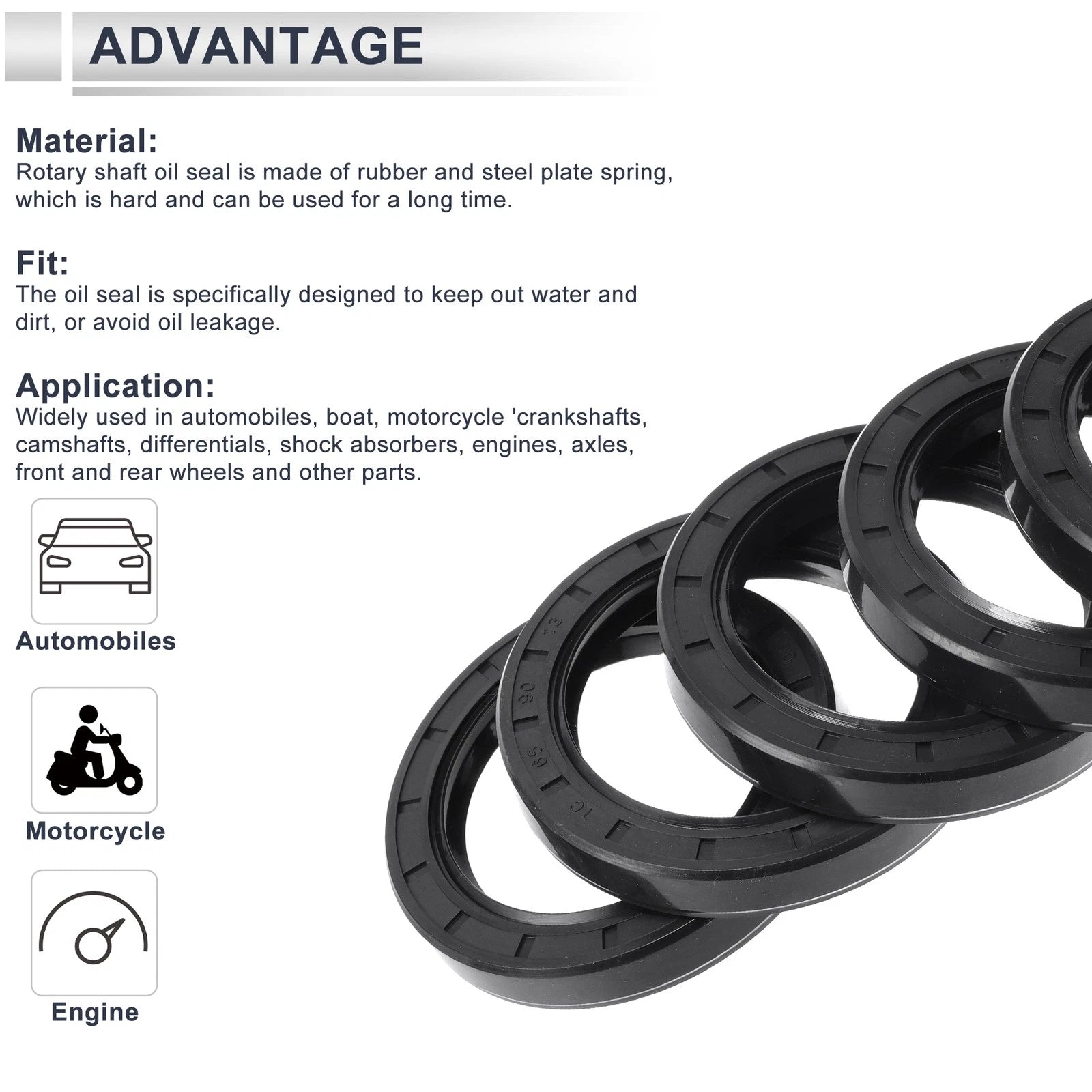 Set of 5 Oil Seal Rotary Shaft Seal for Various Models (65x90x13mm)