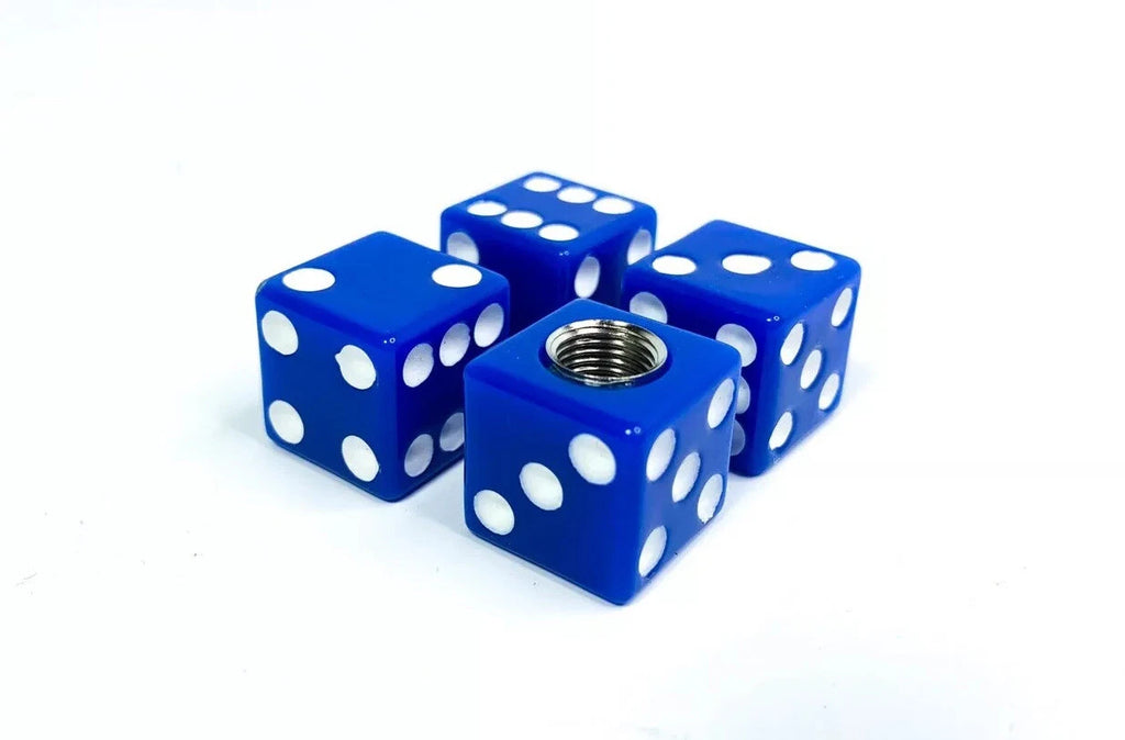 Tire Valve Stem Caps Replacement Set of 4 for Blue White Dice Car Truck ATV (Hot Rod)
