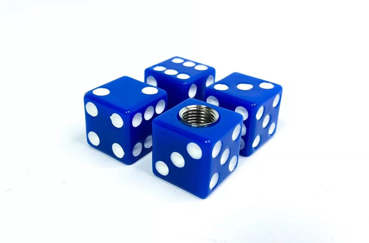 Tire Valve Stem Caps Replacement Set of 4 for Blue White Dice Car Truck ATV (Hot Rod)