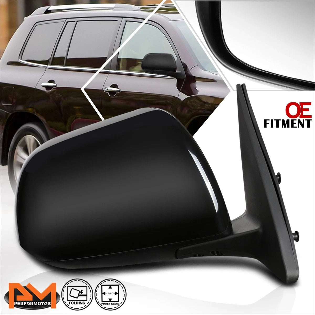 Power Adjustable Side Rear View Door Mirror Right for Highlander (2008–2013)