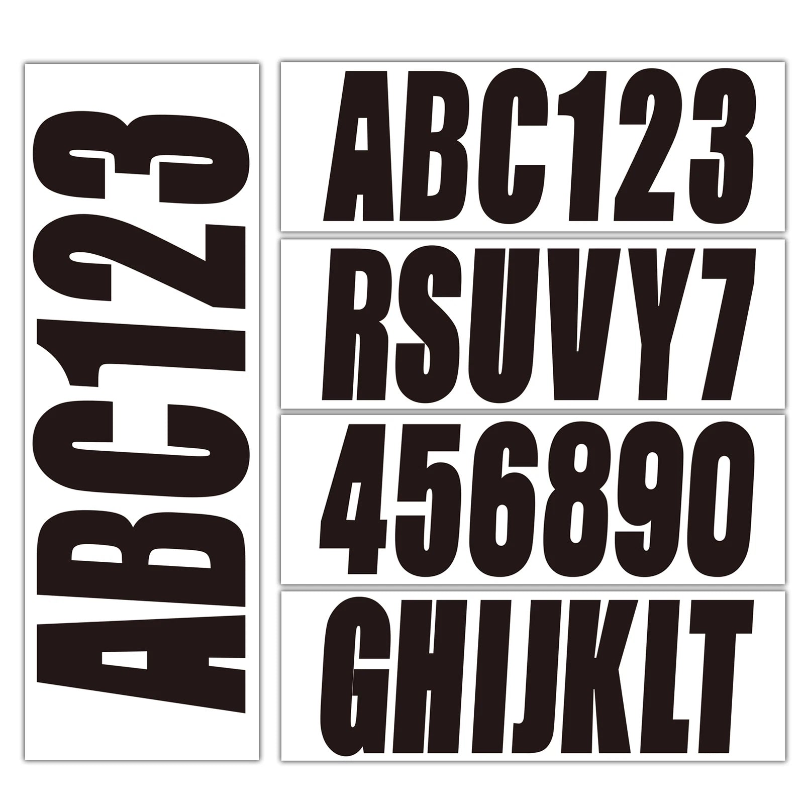 Set of 4 Decal A-Z & 0-9 Registration Stickers for Boat Black