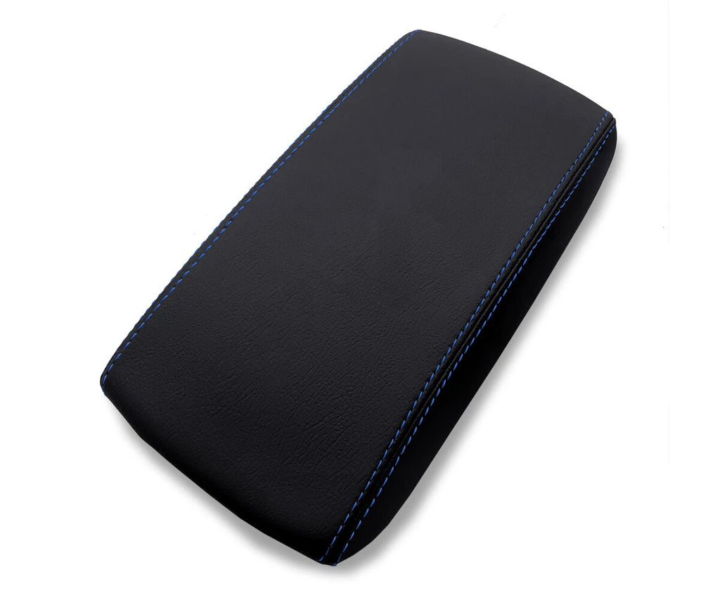 Leather Console Lid Armrest Cover for Hyundai Elantra (2017–2020) Blue Stitch