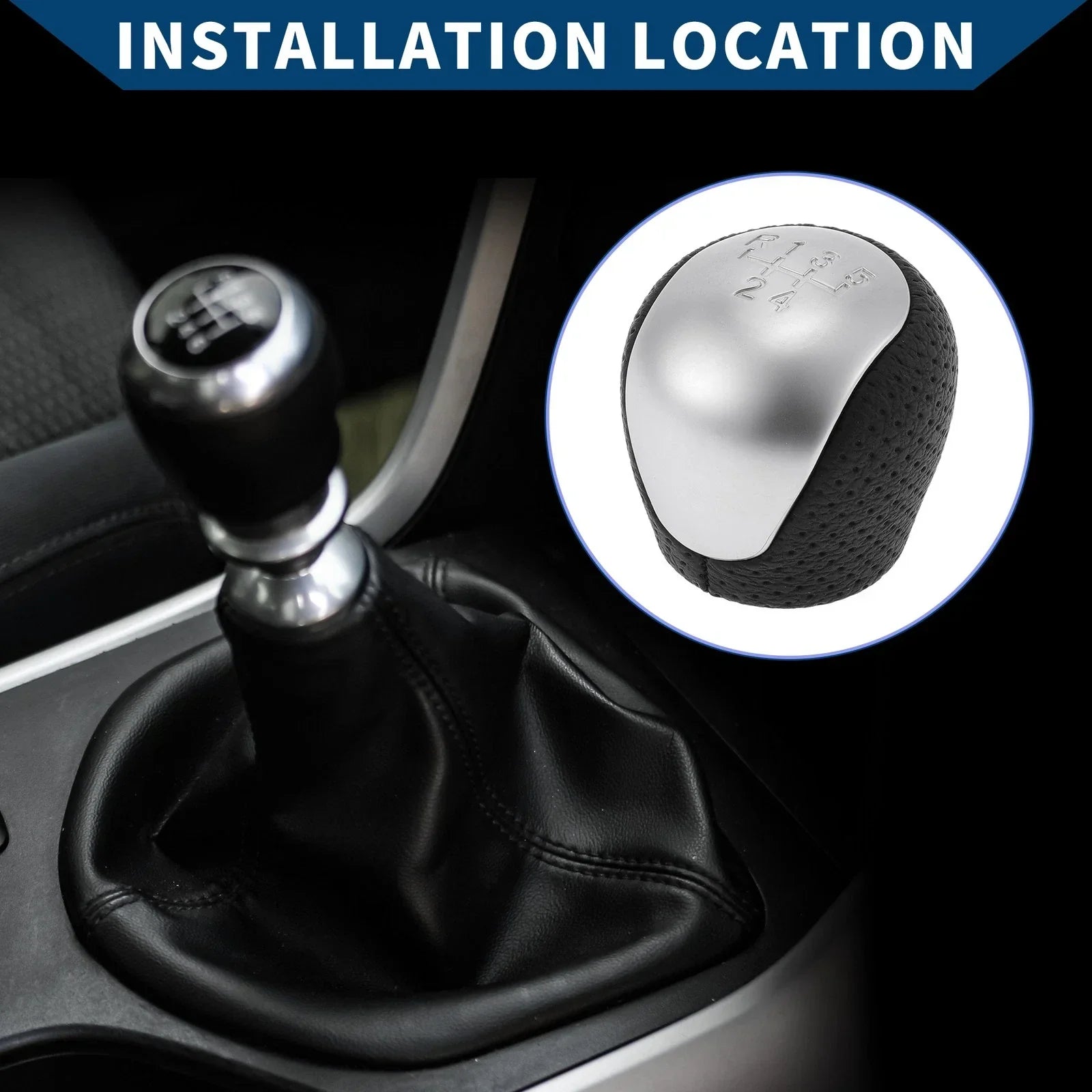 5 Speed Manual Gear Shifter Knob for Hyundai Elantra (2009-2012) Black Leather