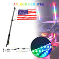 3ft RGB LED Whip Lights for Polaris UTV ATV (Remote Control)