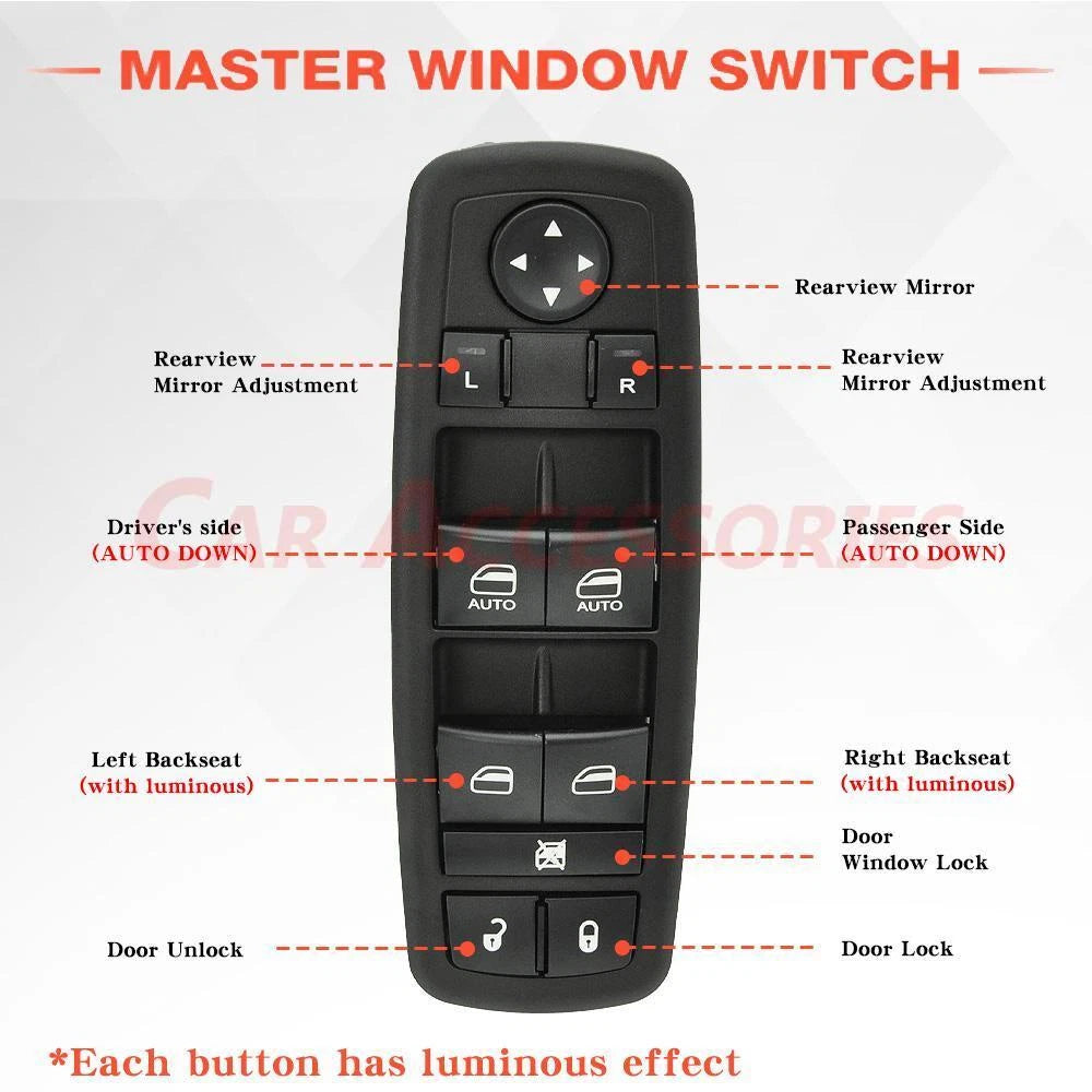 Front Left Master Power Window Control Switch for Dodge Charger (2011–2017)