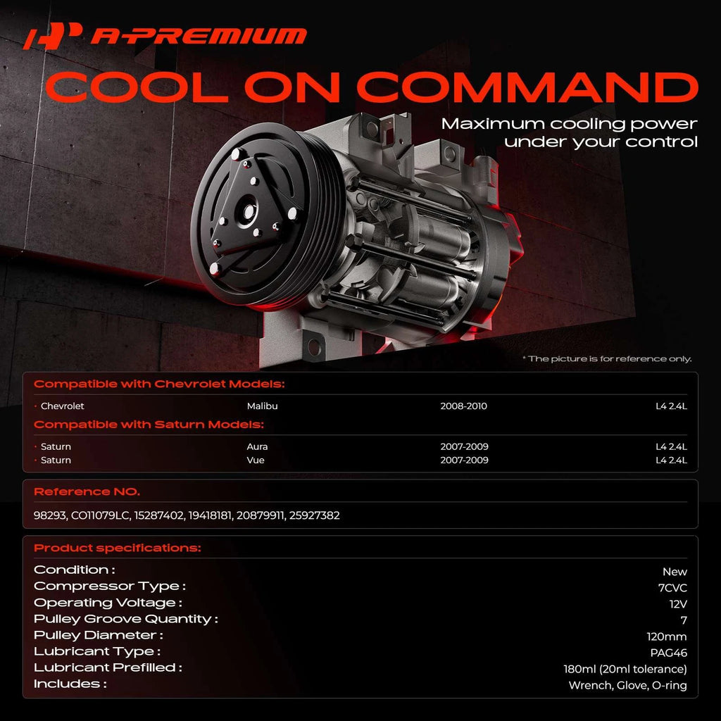 A/C Compressor with Clutch for Chevrolet Malibu (2008-2010)