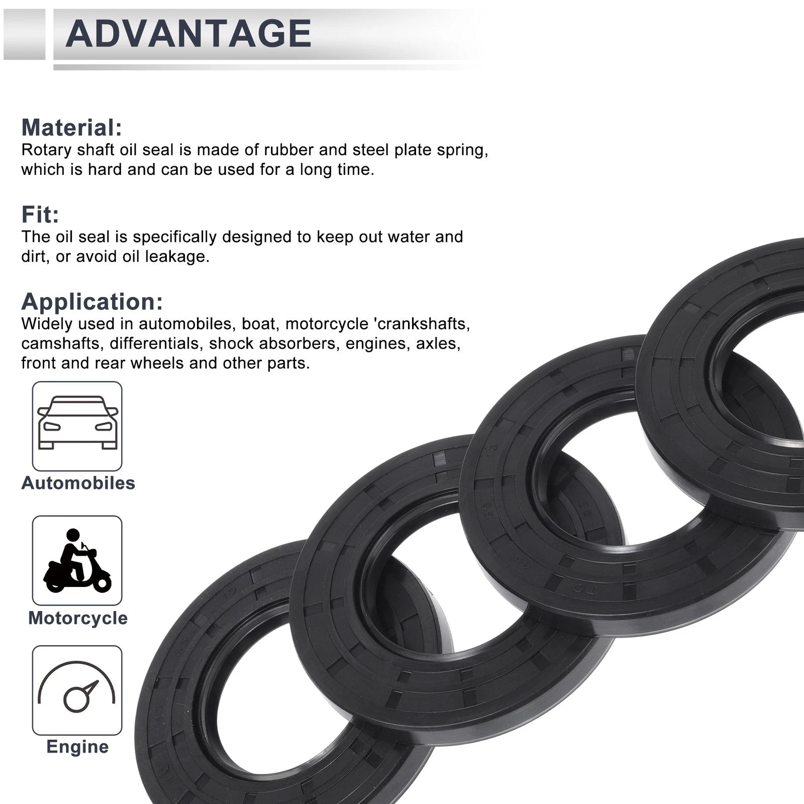 Set of 5 Oil Seal Rotary Shaft Seal NBR Rubber 45x85x10mm
