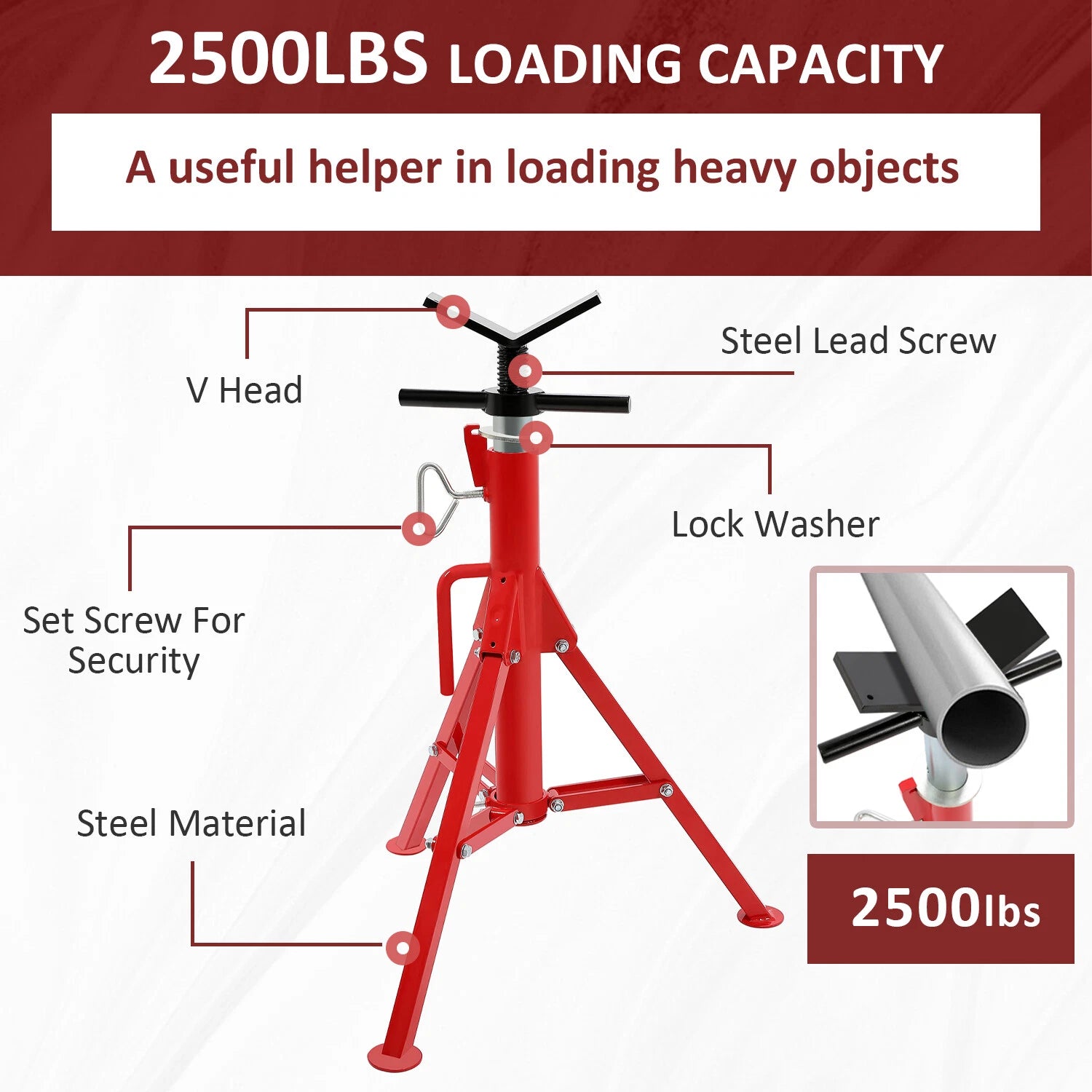2X Steel V-Head Pipe Stand for Automotive Use (Folding Tripod)