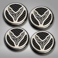 Black Carbon Fiber Cap Cover Set w/Cross Flag for 20-22 Chevy Corvette C8 Coupe