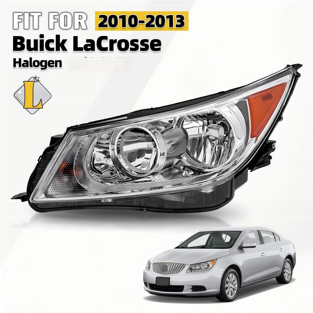 Halogen Headlight Chrome Left Driver Side for Buick LaCrosse (2010–2013)