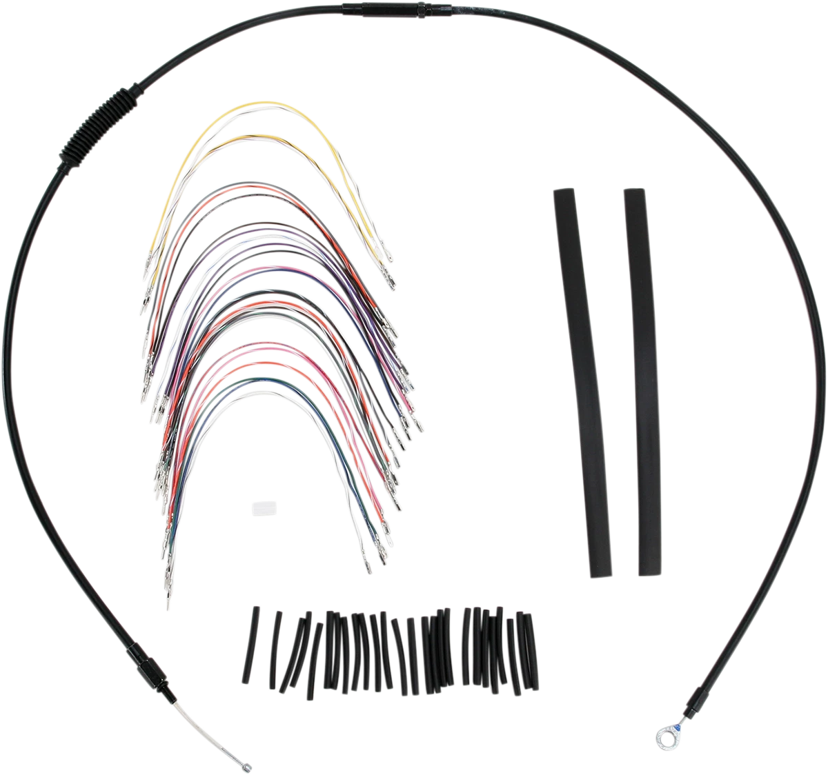 Complete Black Vinyl Handlebar Cable/Line Kit for Harley Ape Hanger