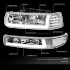 LED DRL Chrome Clear Side Headlight Bumper Lamp for Silverado (1999–2002)