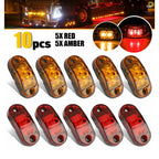 10PCS Amber Red LED Side Marker Lights for Truck Trailer 