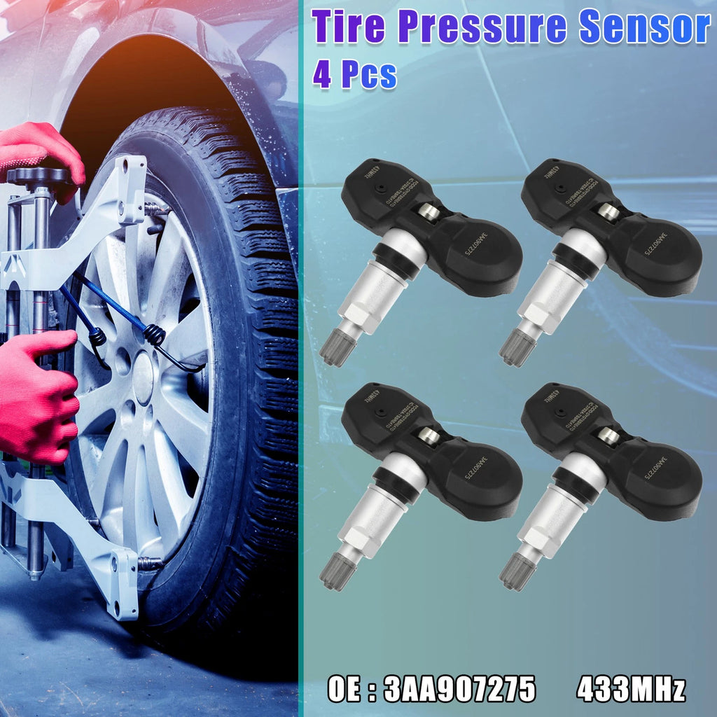 Set of 4 Tire Pressure Sensors TPMS 3AA907275 433MHz for Volkswagen CC (2012–2017) Tiguan