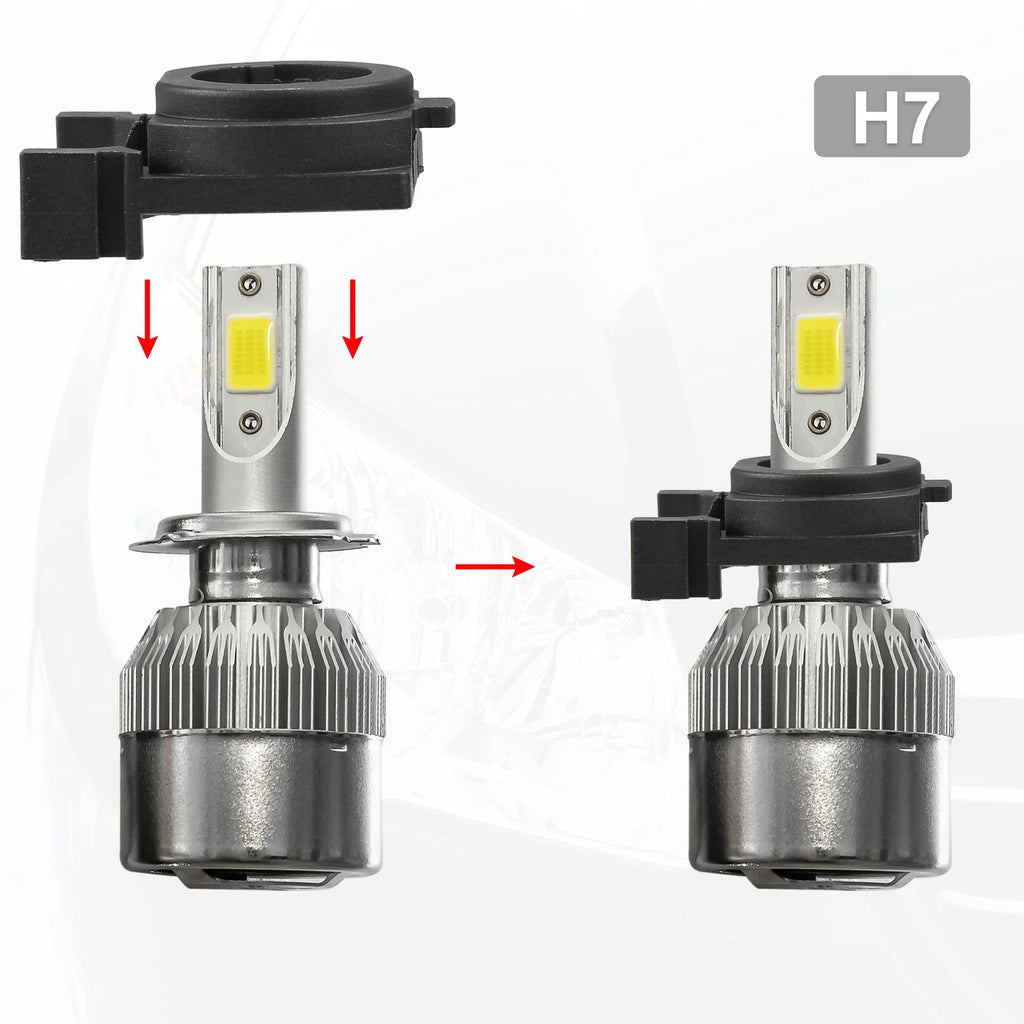 Set of 2 H7 LED Headlight Adapter Bases for Ford Fiesta (2009–2014)