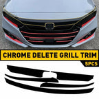 Set of 5 Front Grill Trim Chrome Delete Blackout Overlay for Honda Accord (2021–2022)