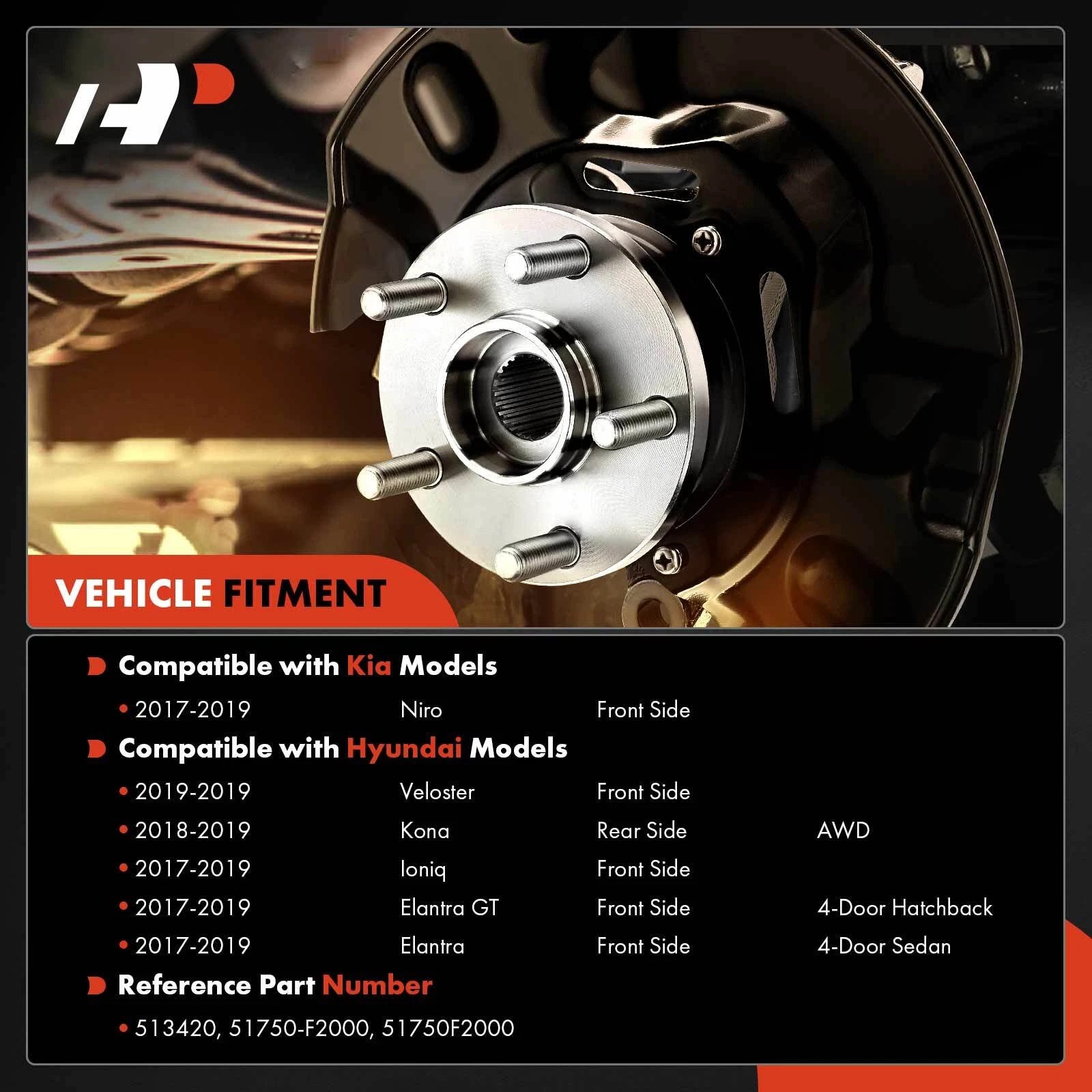 2X Wheel Hub & Bearing Assembly for Hyundai Elantra Kia