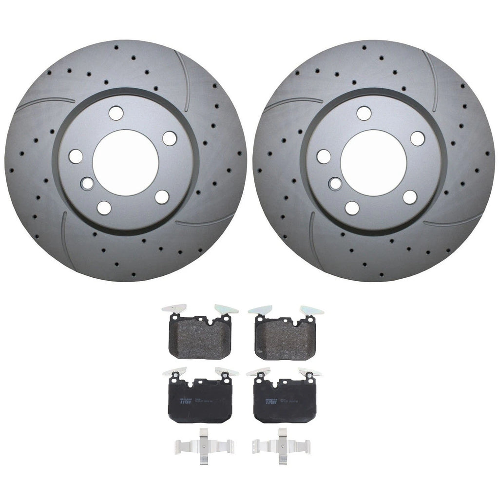 Front Brake Kit 330mm Drilled Rotors TRW Low-Met Pad for BMW E91 E92 F23 F30 F36 (2007–2019)