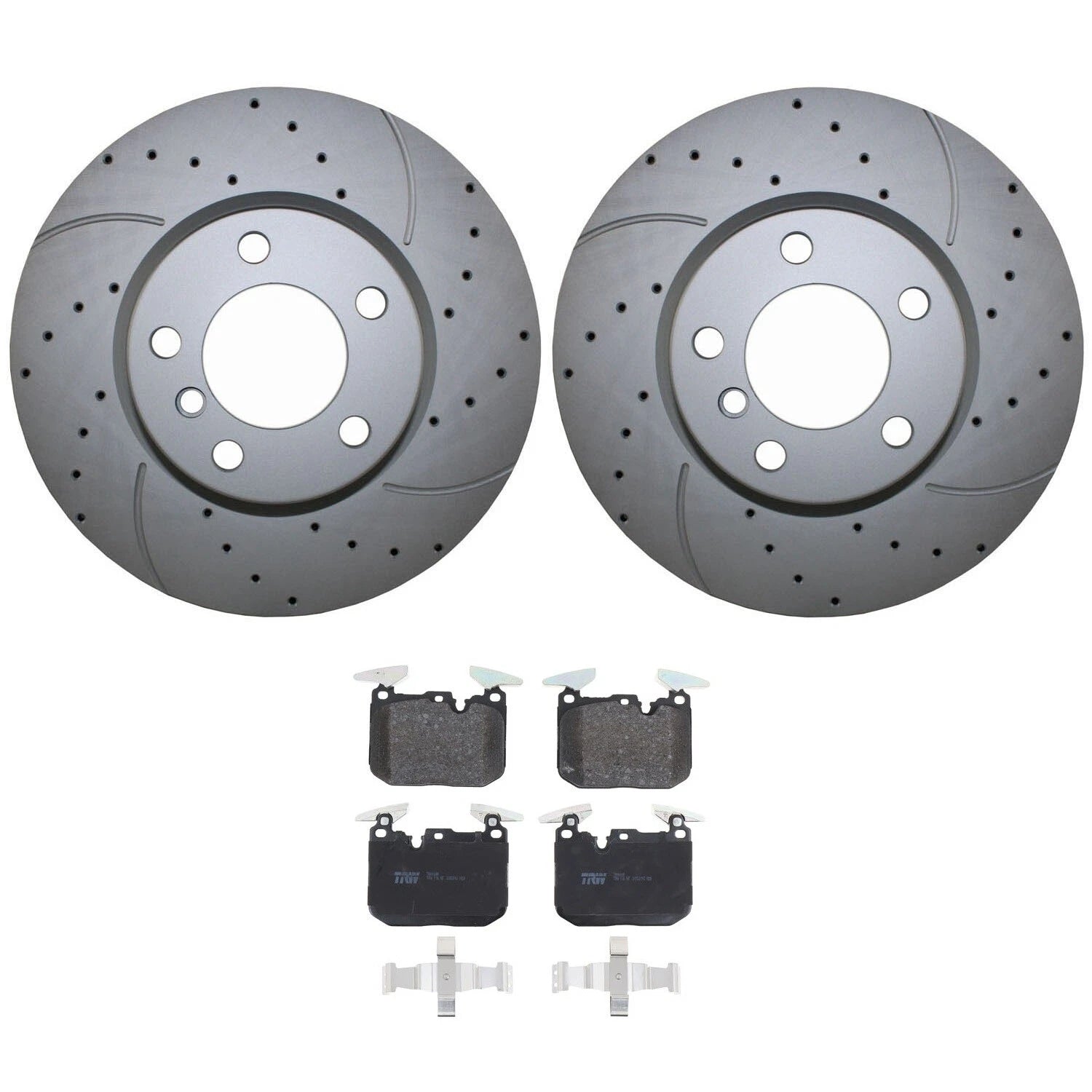 Front Brake Kit 330mm Drilled Rotors TRW Low-Met Pad for BMW E91 E92 F23 F30 F36 (2007–2019)