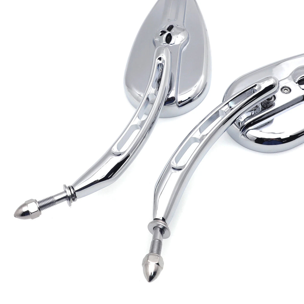 Chrome Skull Side Mirrors for Harley Softail (2014–2023)
