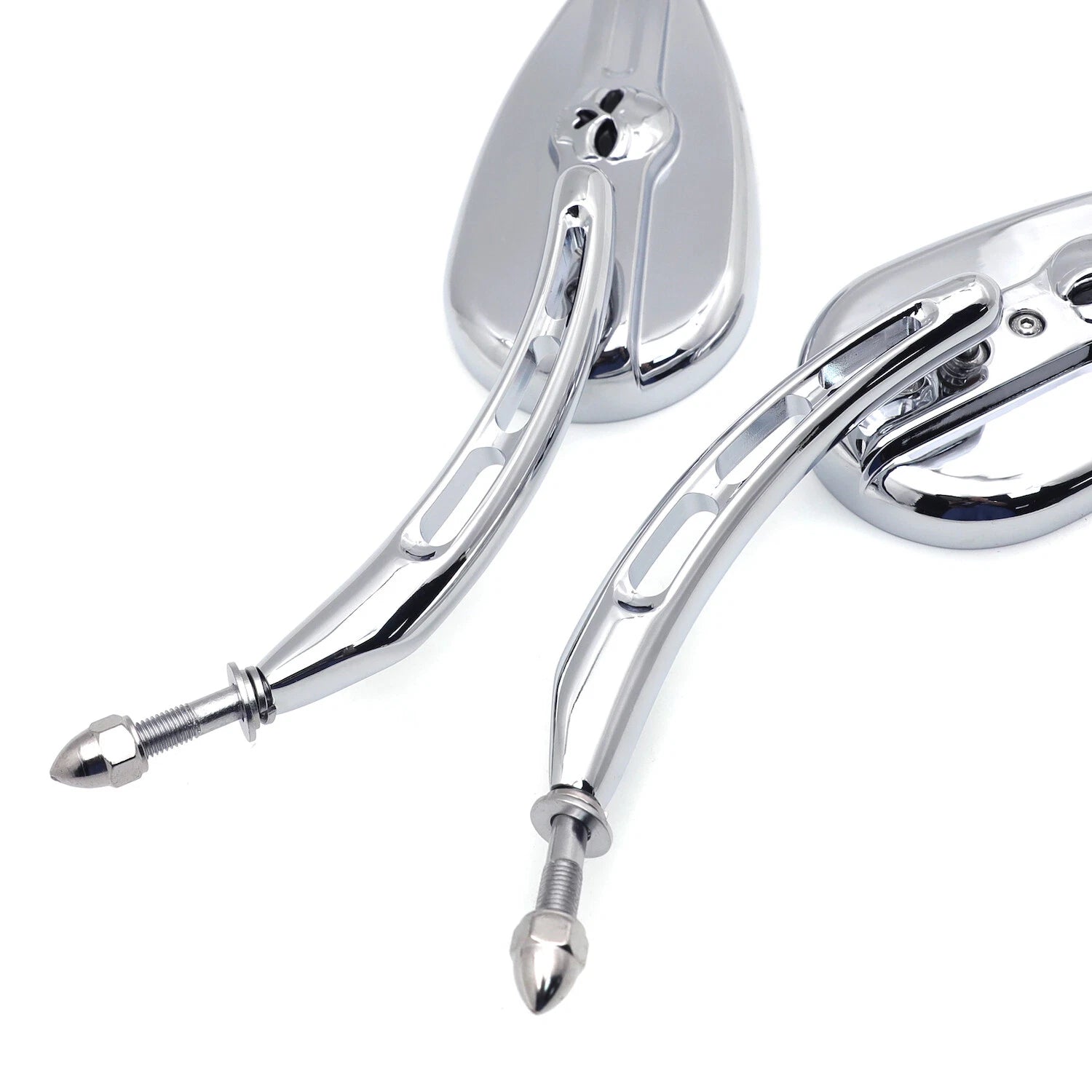 Chrome Skull Side Mirrors for Harley Softail (2014–2023)