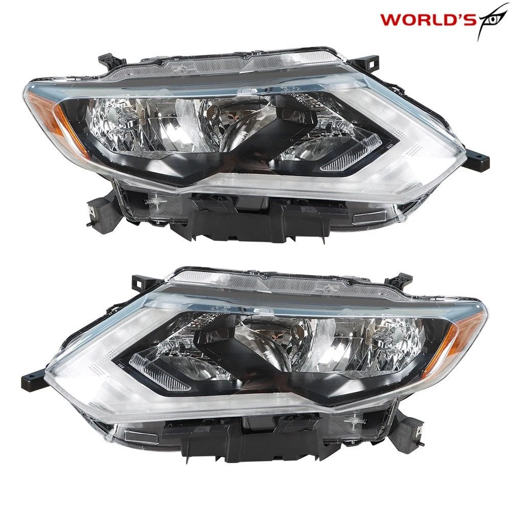 Set of 2 Projector Chrome Headlights for Nissan Rogue (2017–2019)