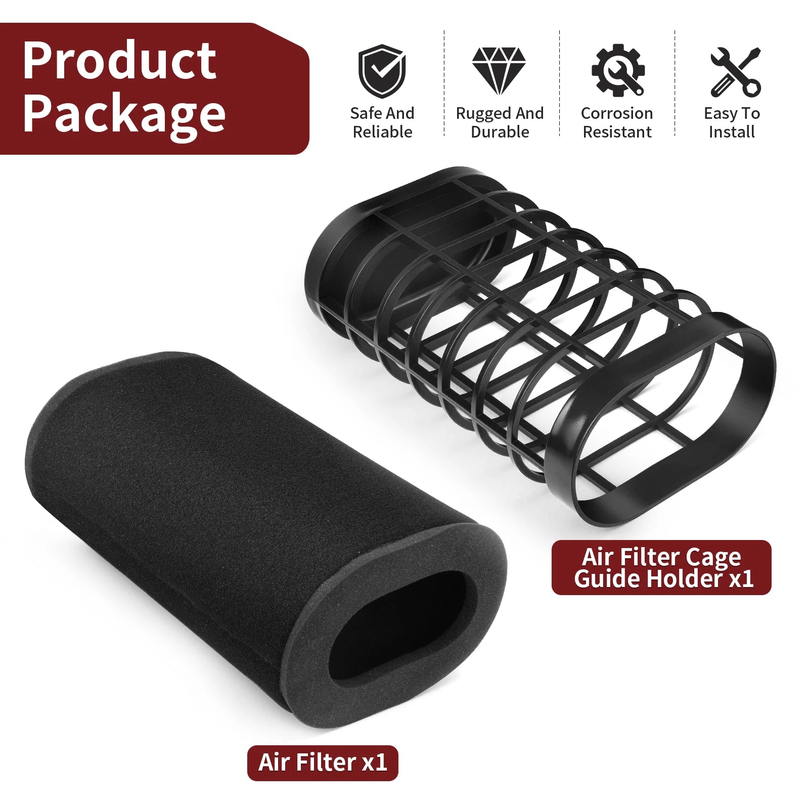Air Filter w/ Cage Holder for Yamaha Rhino 700 YXR700F (2008–2013) 5B4-E4472-00-00